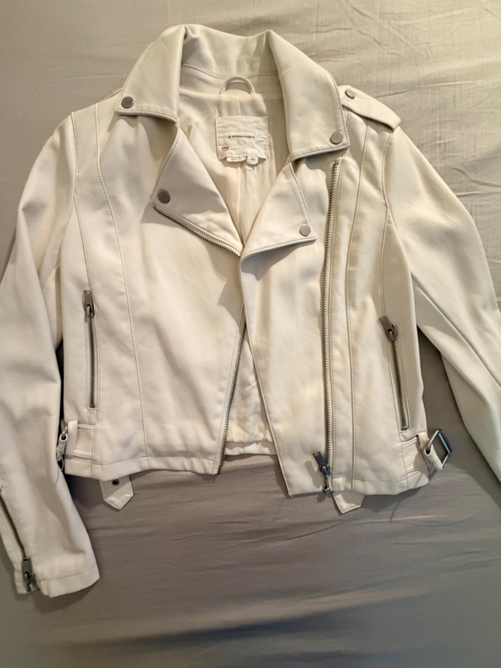 Anthropologie Off-White Moto Faux Leather Jacket